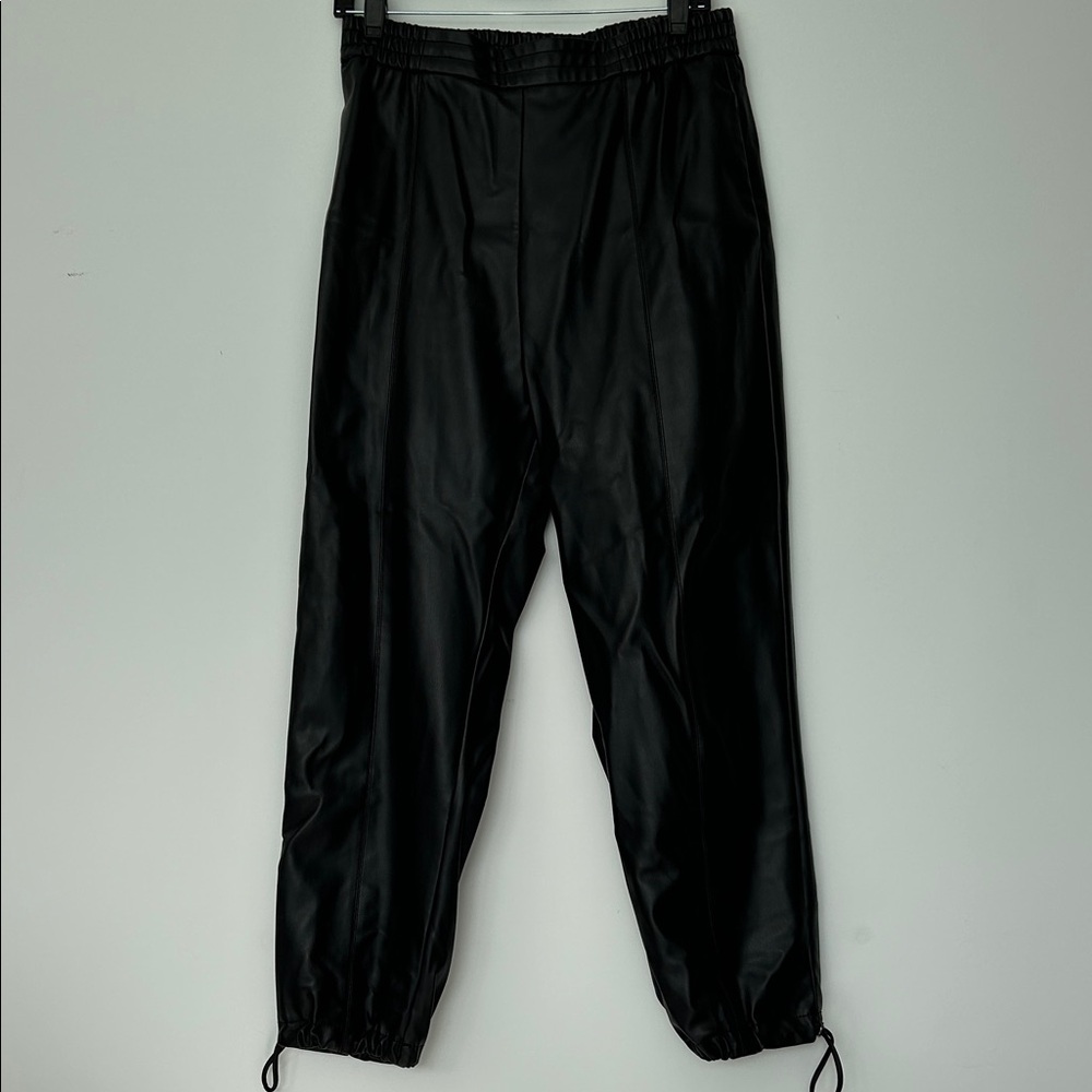 Zara Black Vegan Leather Joggers